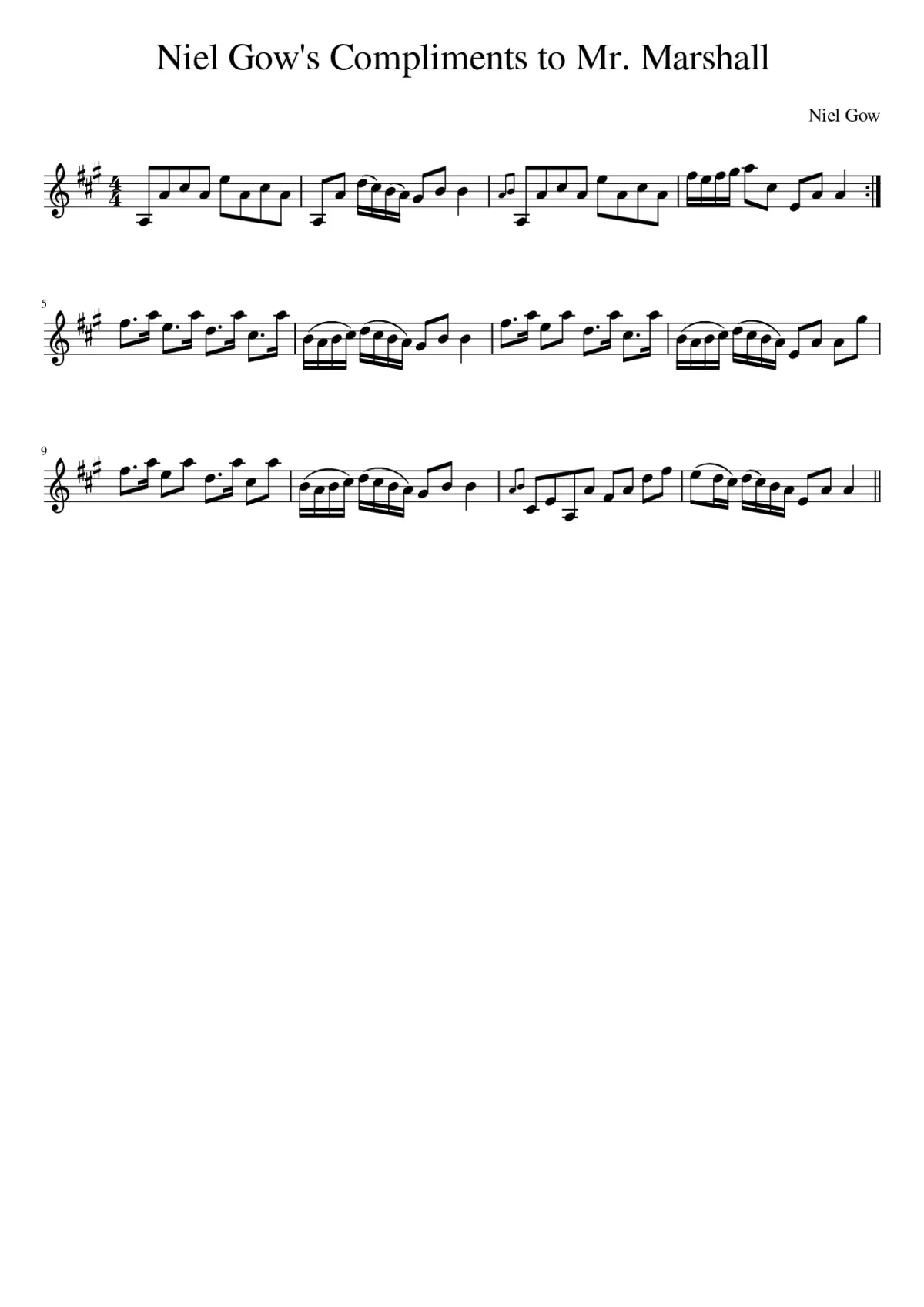 Niel Gow's Compliments to Mr. Marshall - Page 1