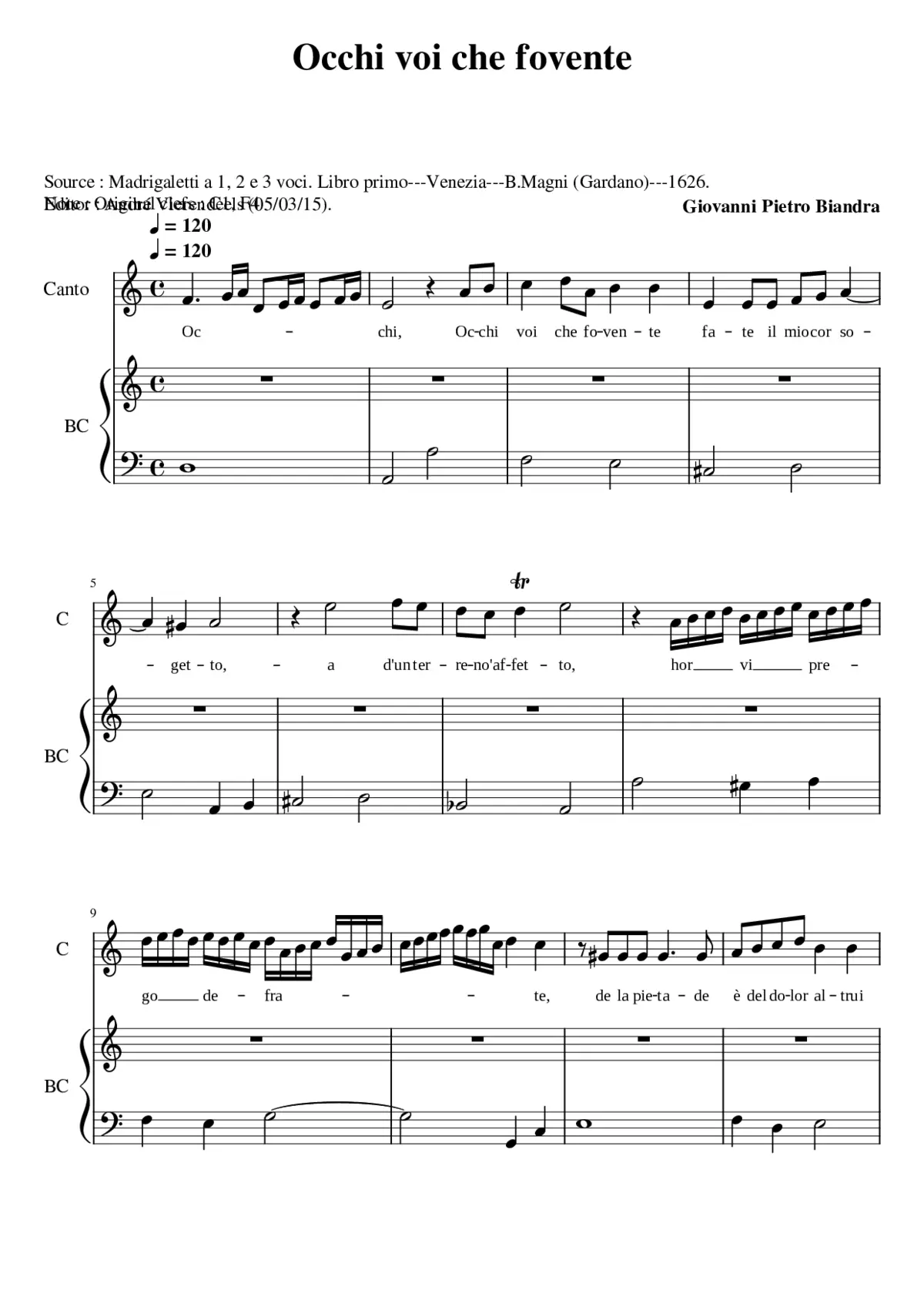 Occhi voi che fovente - Page 1