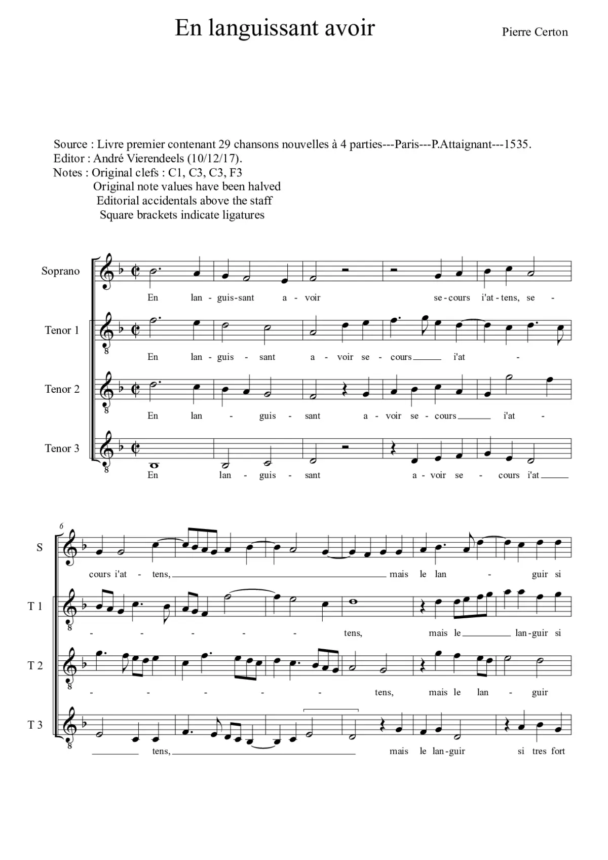 En languissant avoir secours - Page 1