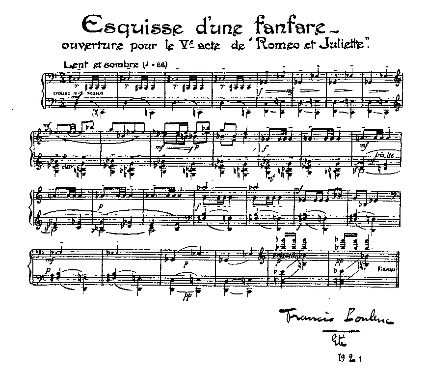 Esquisse d’une fanfare, ouverture pour le Ve acte de “Roméo et Juliette” - Page 1