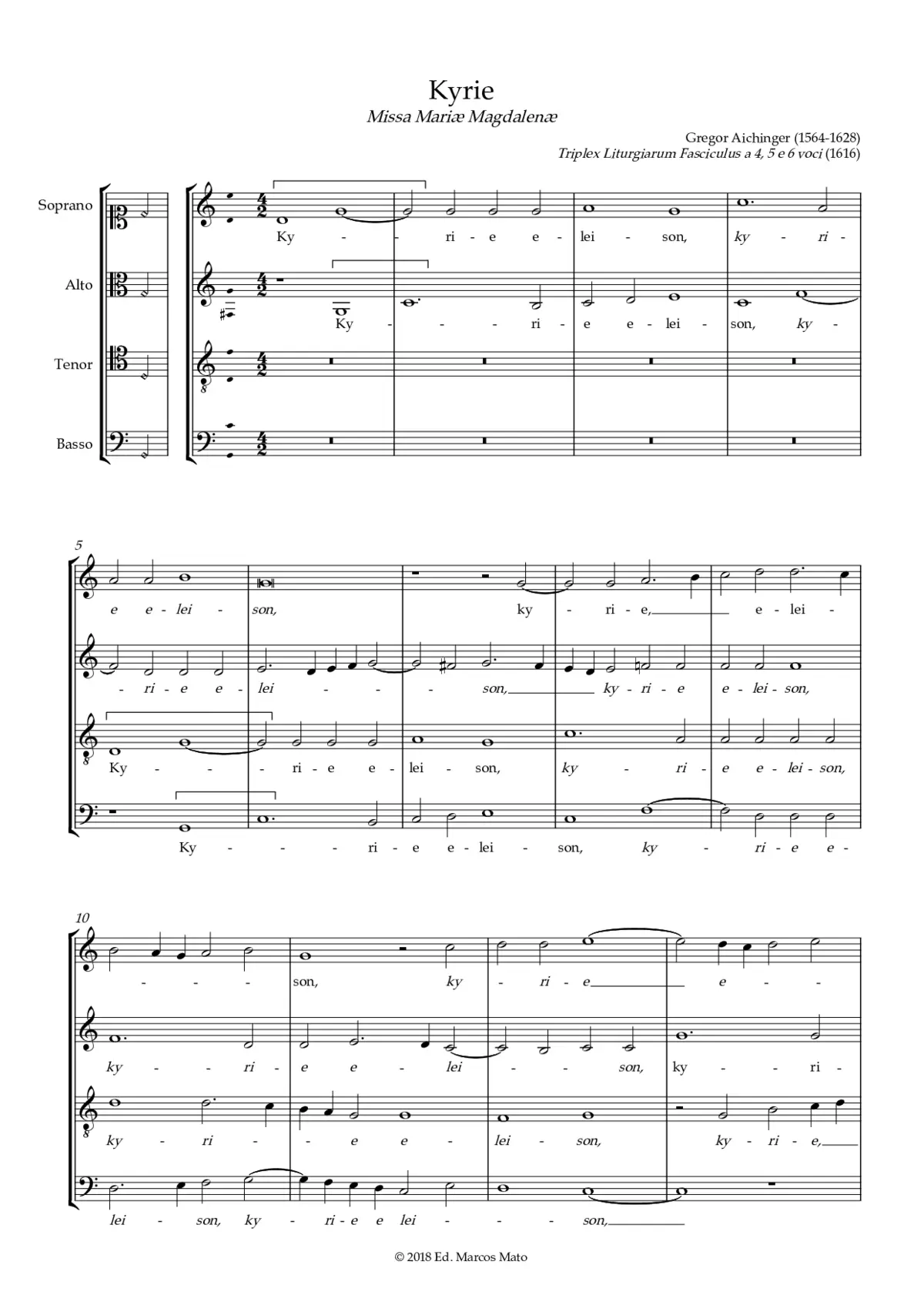 Missa ''Mariæ Magdalenæ'' a 4 - Page 1