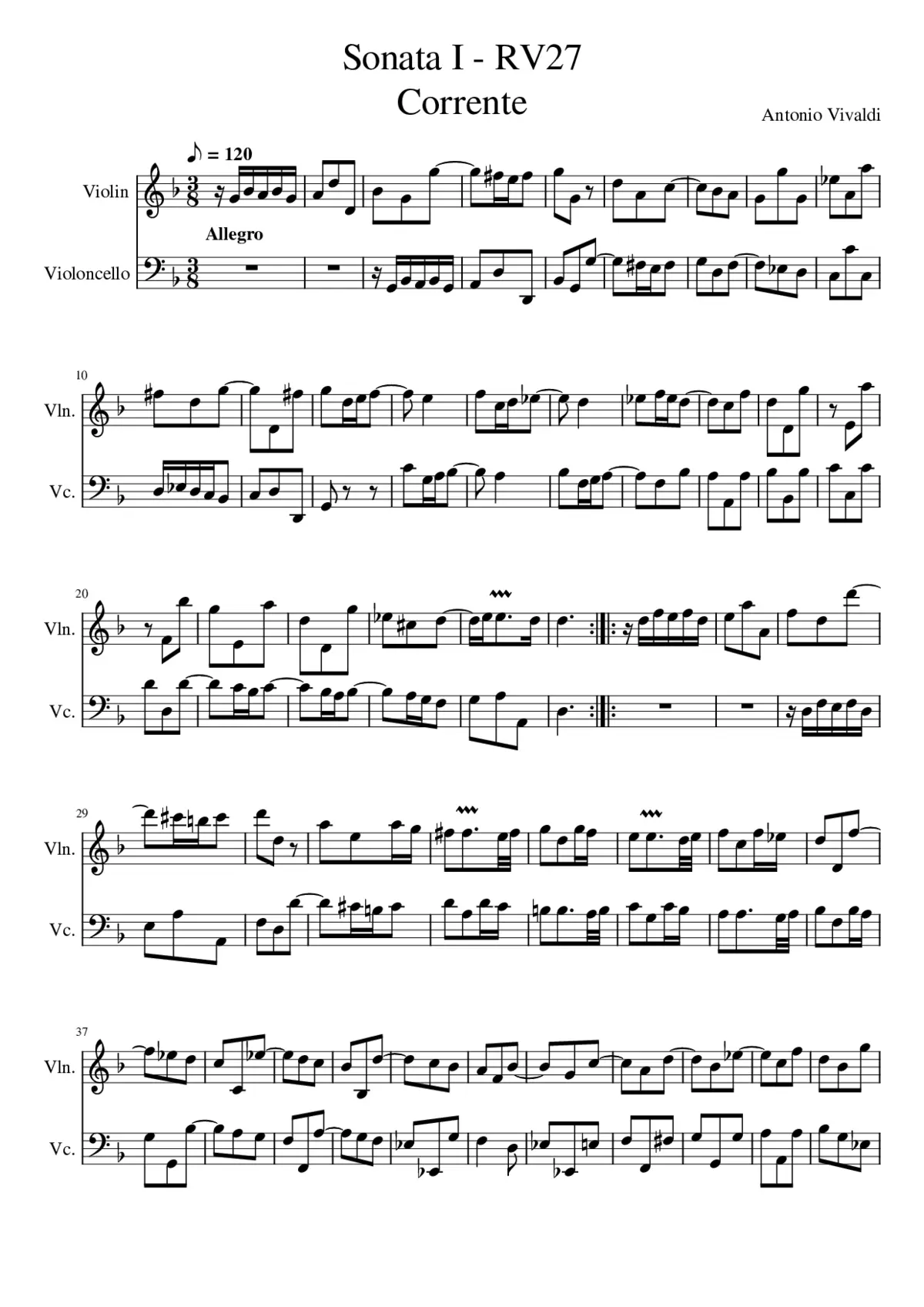 Sonata for Violin and bc op.1 n.1 RV27 - Page 1