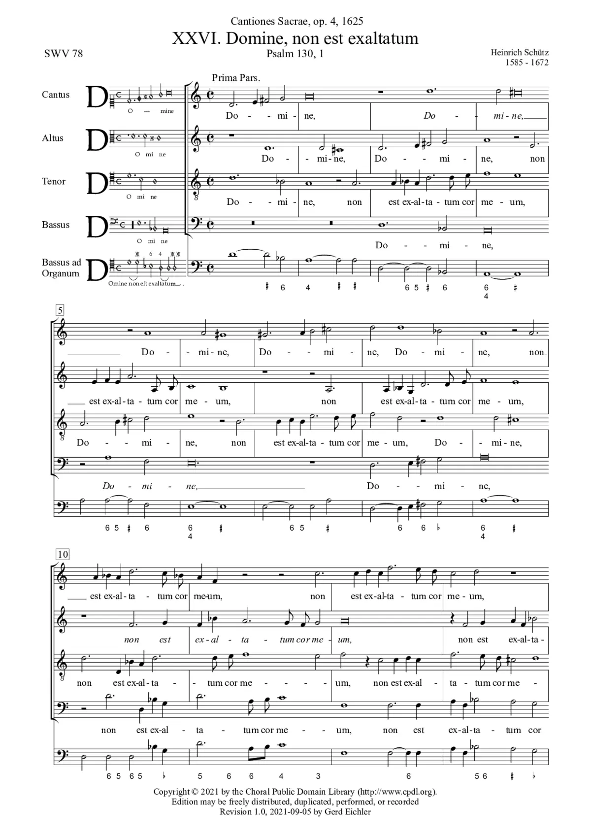 Domine, non est exaltatum cor meum, SWV 78 - Page 1