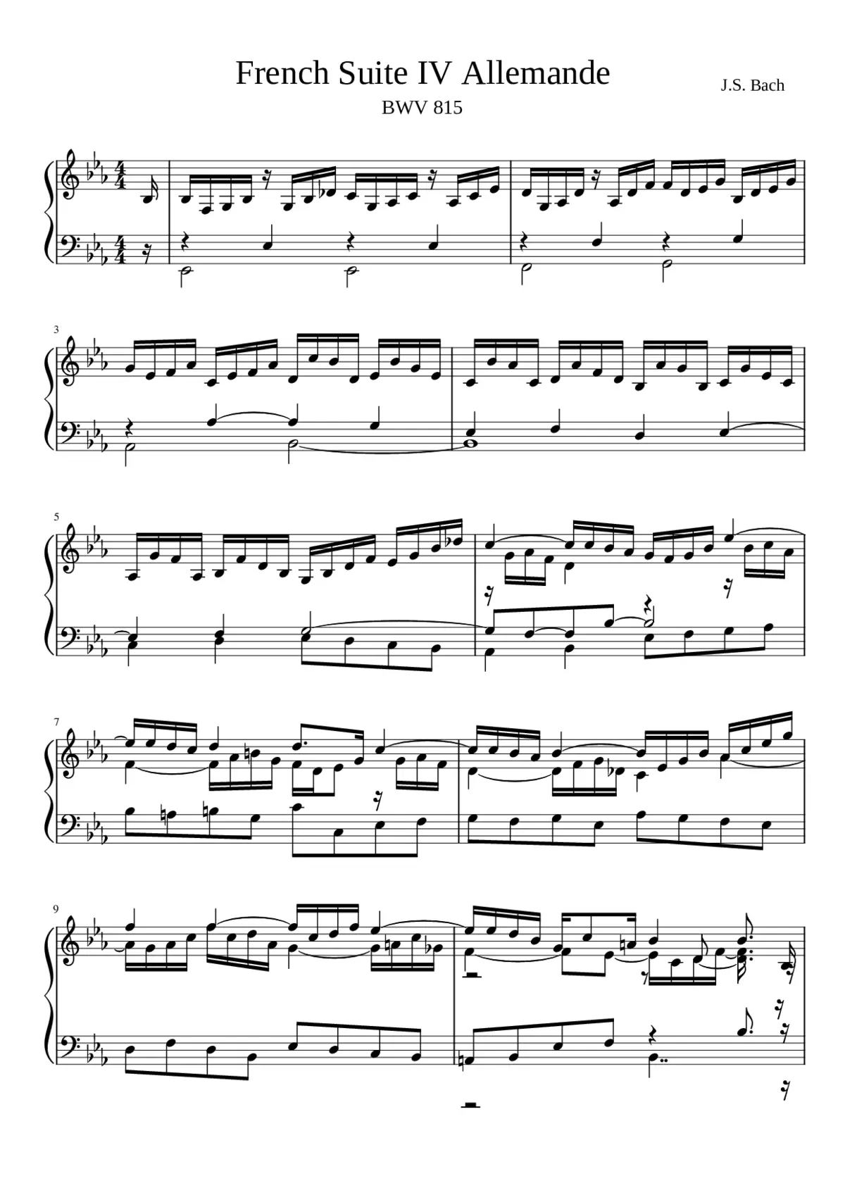 French Suite No.4 in E-flat major BWV 815 - Page 1