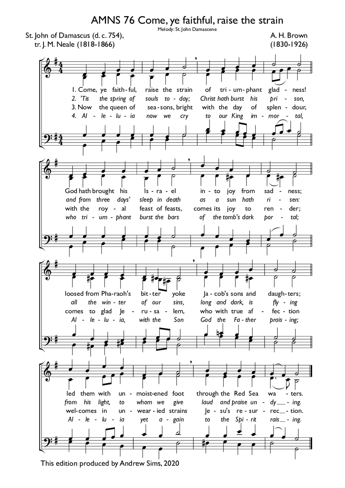 Come, ye faithful, raise the strain - Page 1