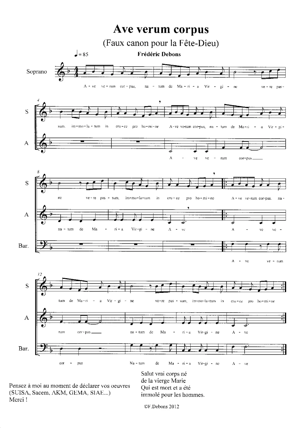 Ave verum corpus - Page 1