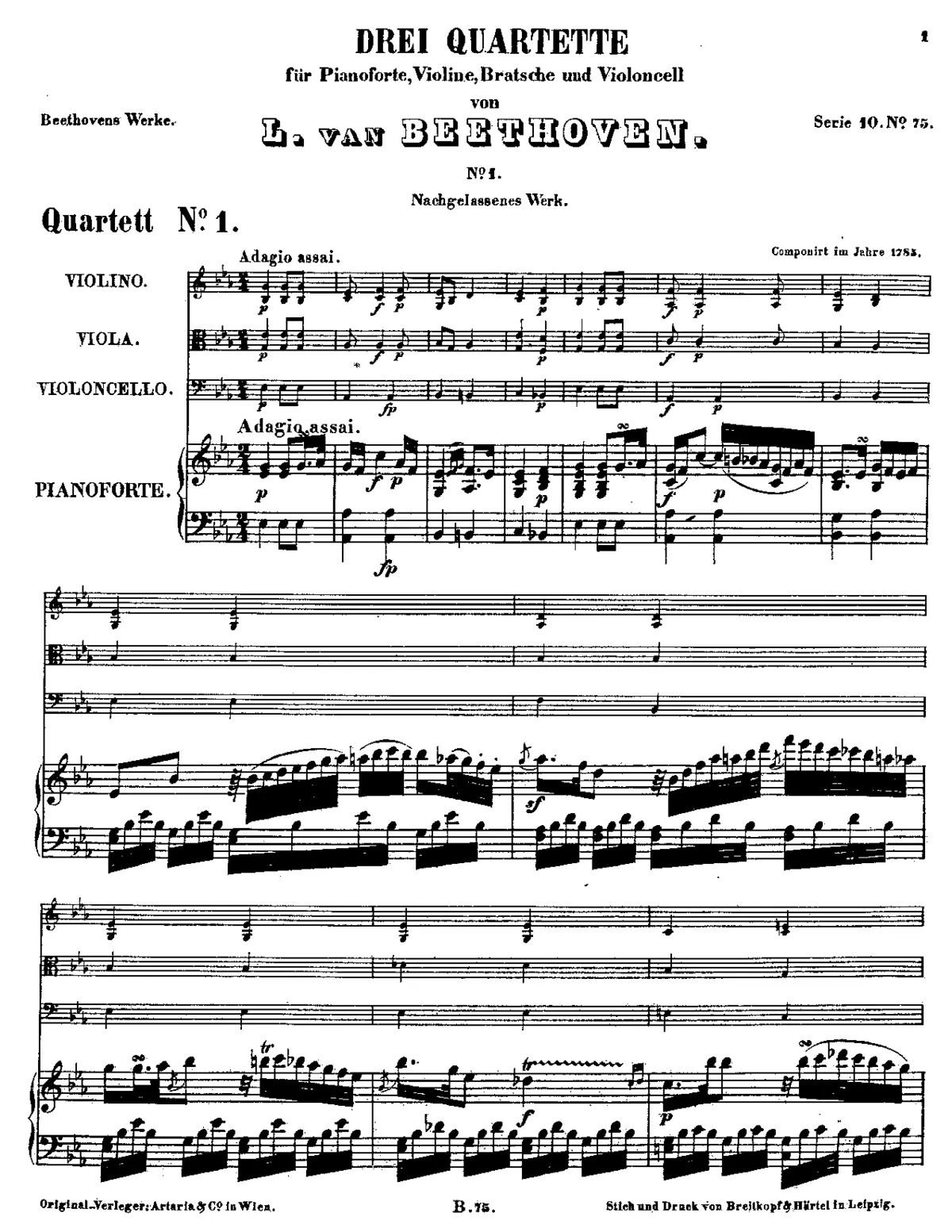 Piano Quartet No.1 in E-flat major - Page 1