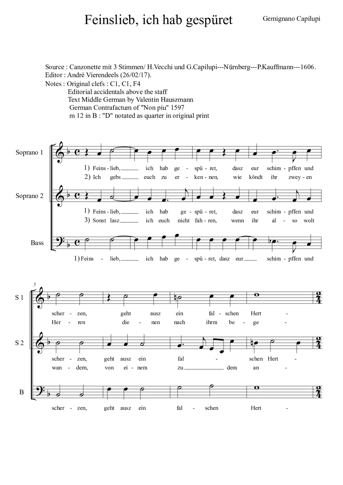 Feinslieb, ich hab' gespüret - Page 1