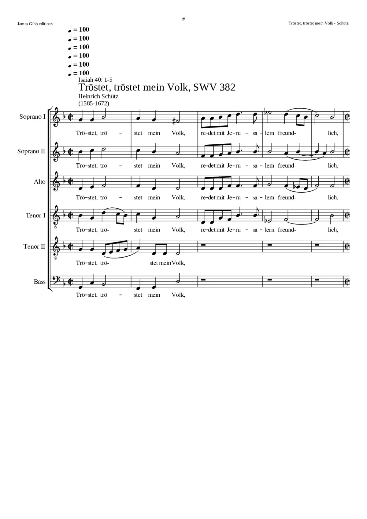 Tröstet tröstet mein Volk SWV 382 - Page 1