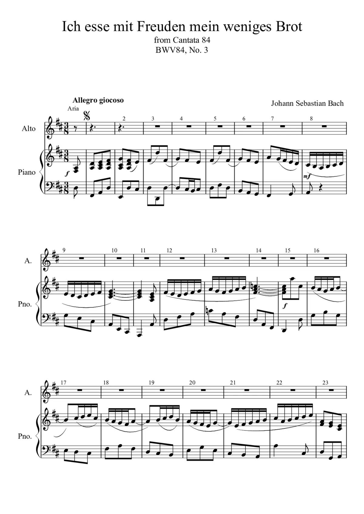 Ich bin vergnügt mit meinem Glücke, BWV 84 - Page 1