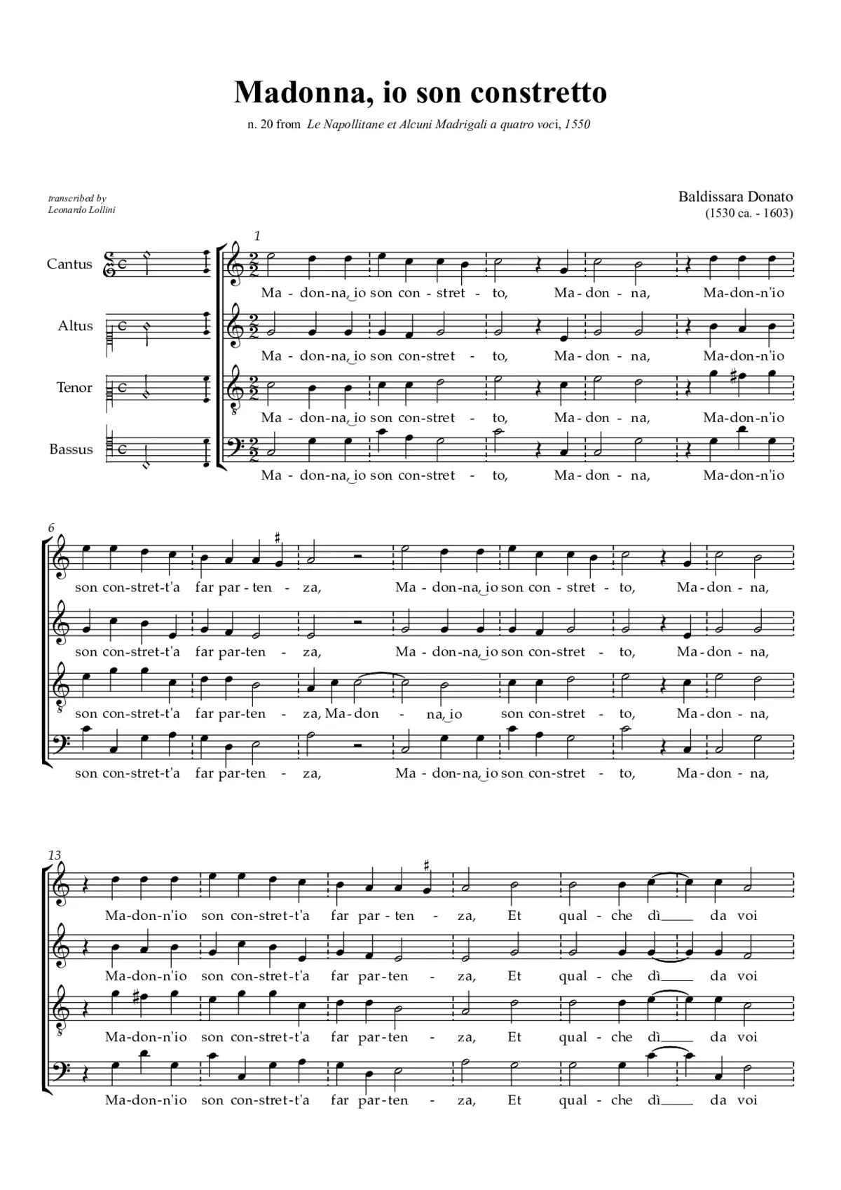 Madonn'io son constretto - Page 1