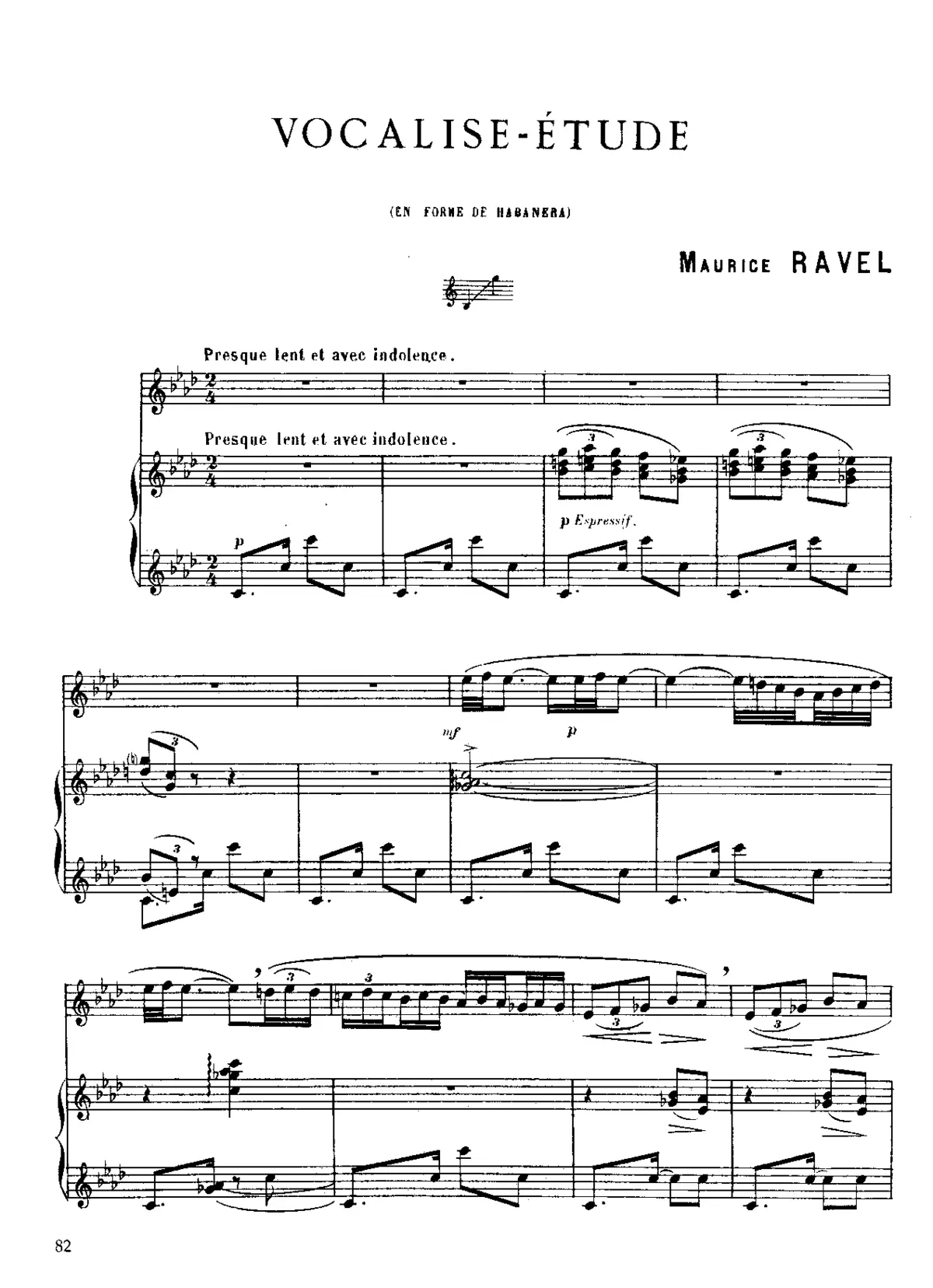 Vocalise-étude en forme de Habanera - Page 1