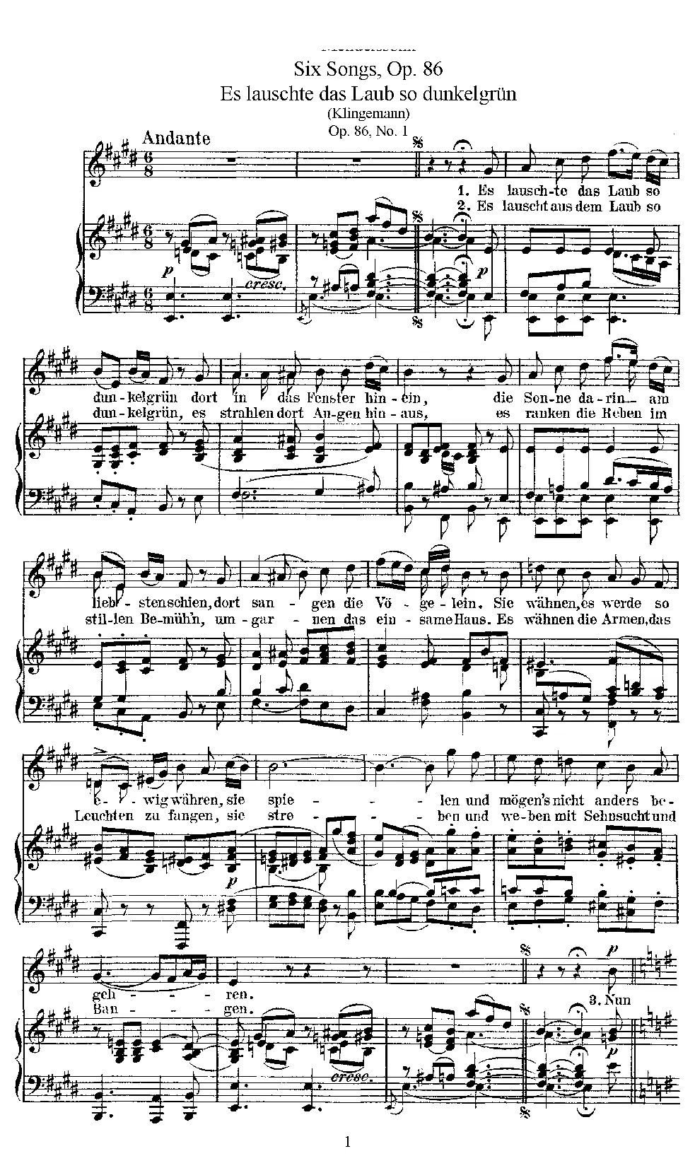 6 Songs, Op.86 - Page 1