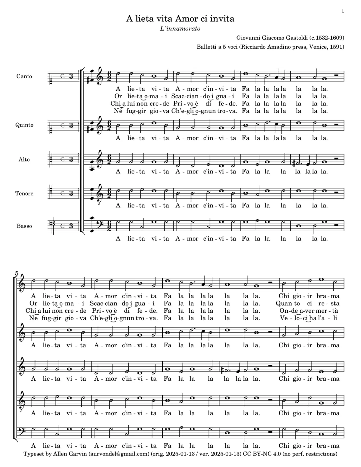 L'Innamorato ("A lieta vita") - Page 1