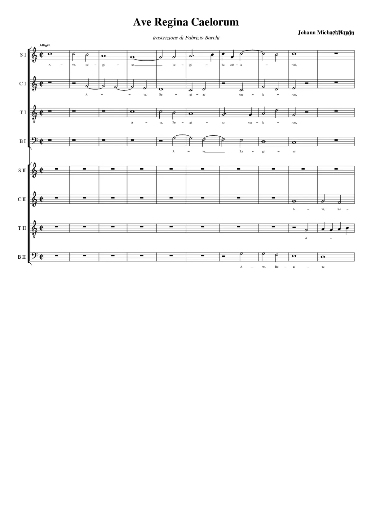 Ave Regina caelorum MH 140 - Page 1