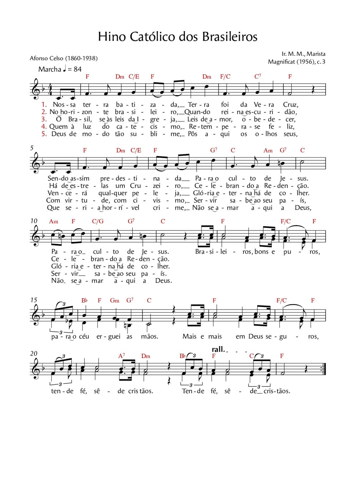 Hino católico dos brasileiros - Page 1