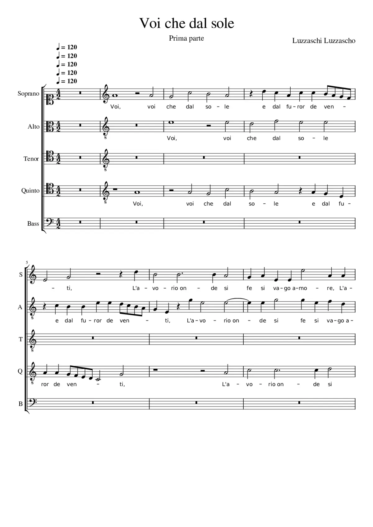 Voi che dal sole - Page 1