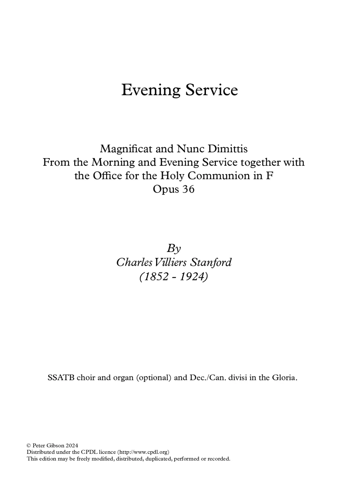Magnificat and Nunc dimittis in F major, Op. 36 - Page 1