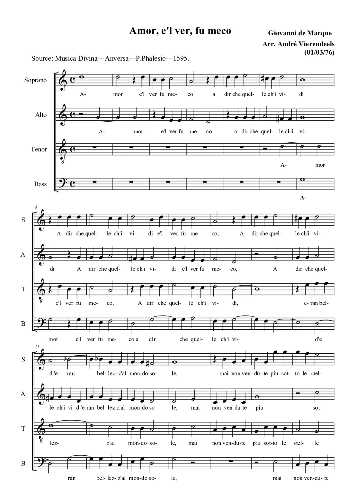 Amor, e'l ver, fu meco - Page 1