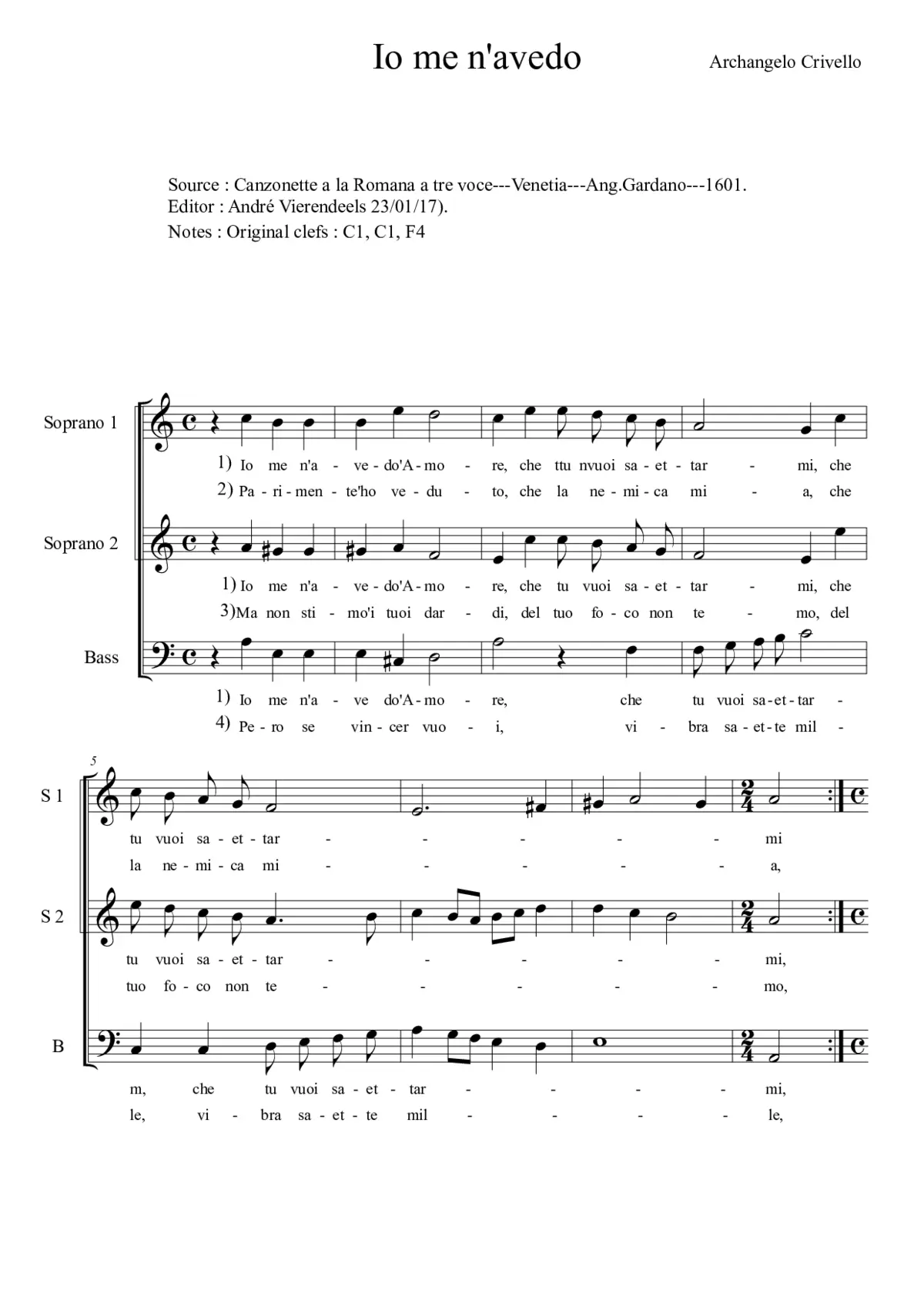 Io me n'avedo Amore - Page 1