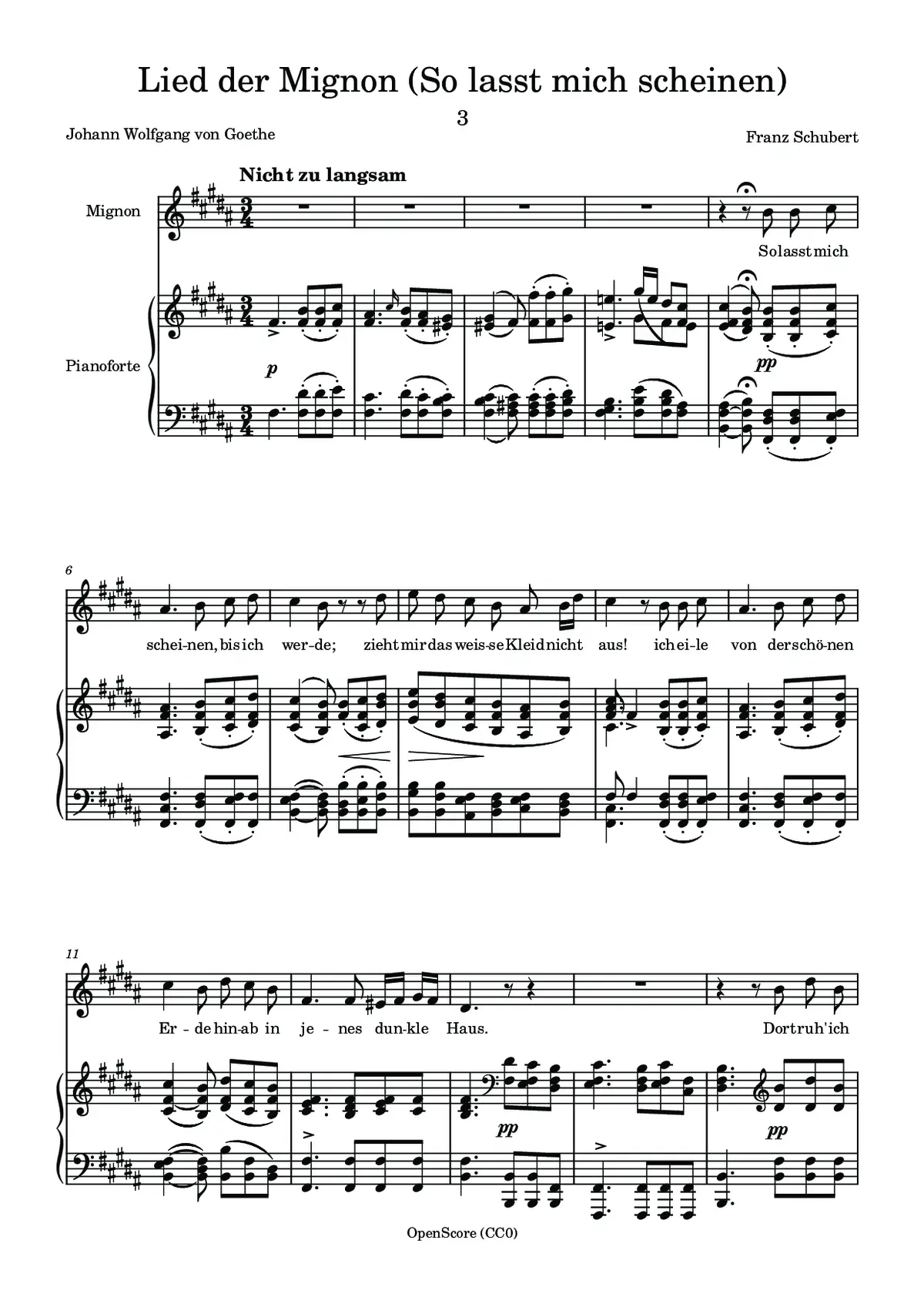 Lied der Mignon (So lasst mich scheinen) - Page 1