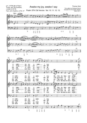 Awake my joy, awake I say (from A Fifth Set of Psalm Tunes)