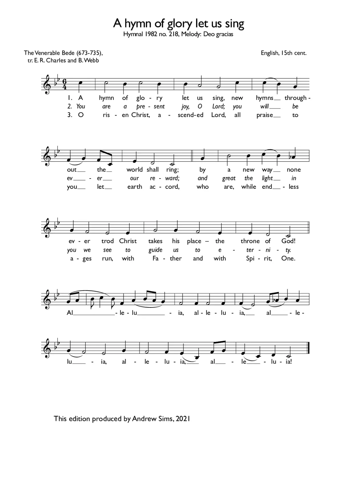 A hymn of glory let us sing - Page 1