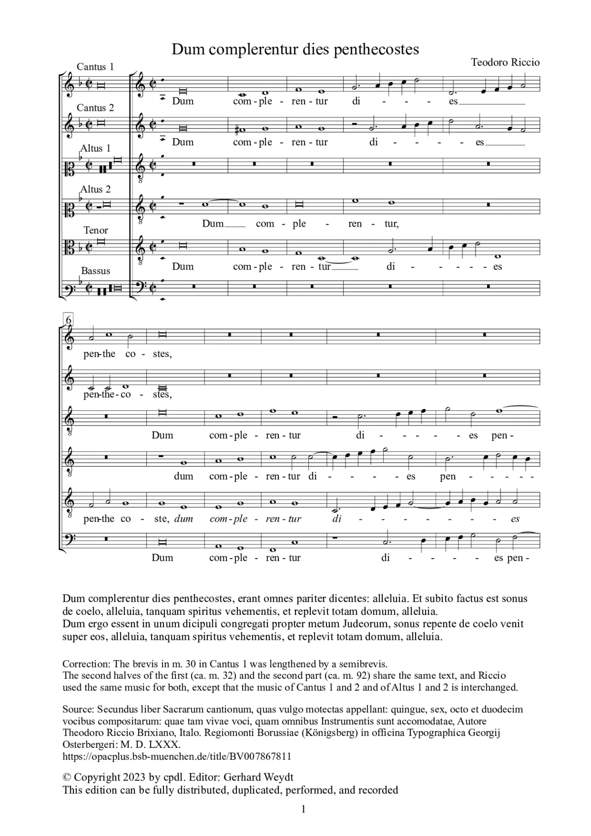 Dum complerentur dies penthecostes - Page 1