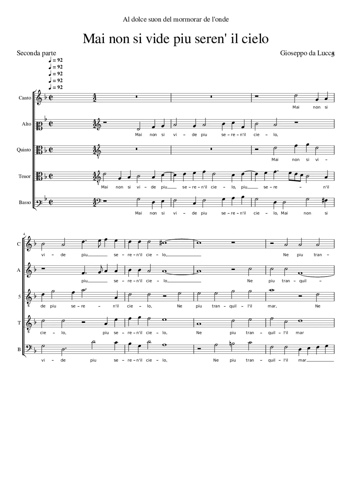 Mai non si vide piu seren' il cielo - Page 1