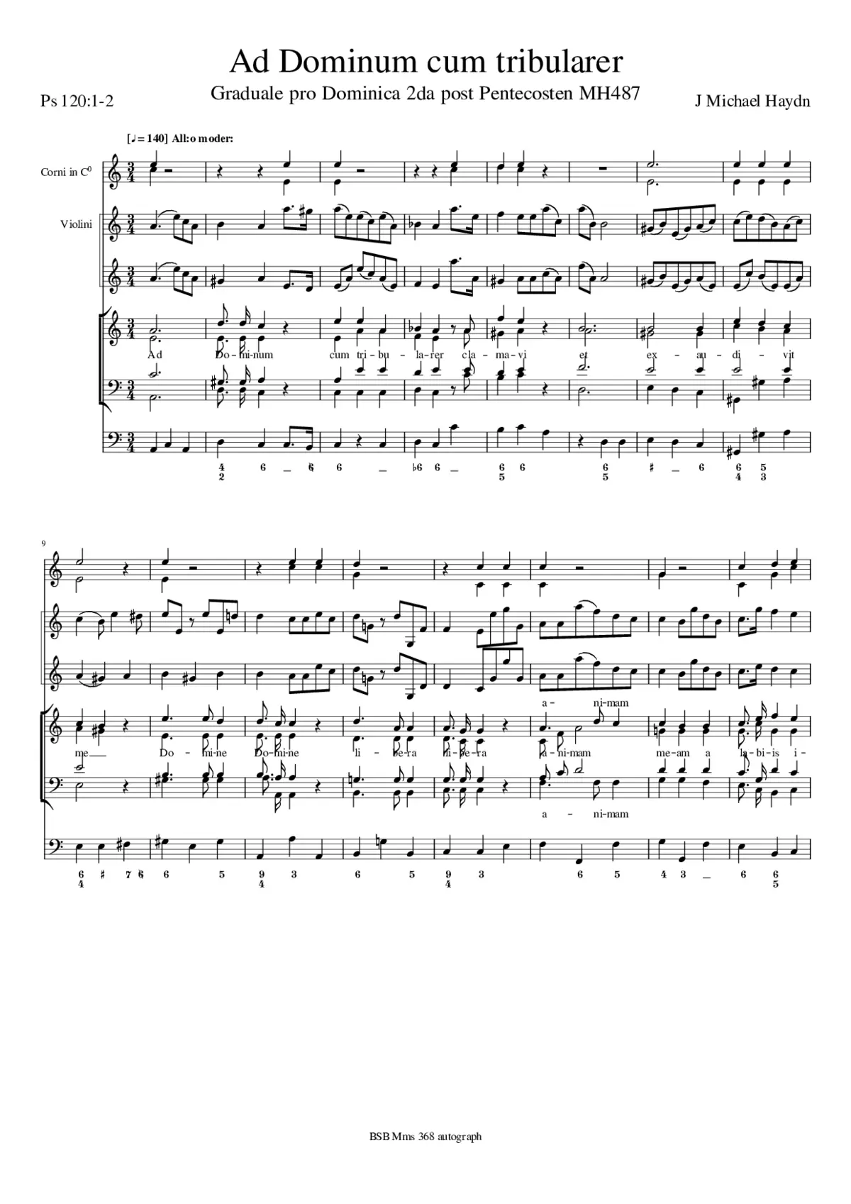 Ad Dominum cum tribularer, MH 487 - Page 1
