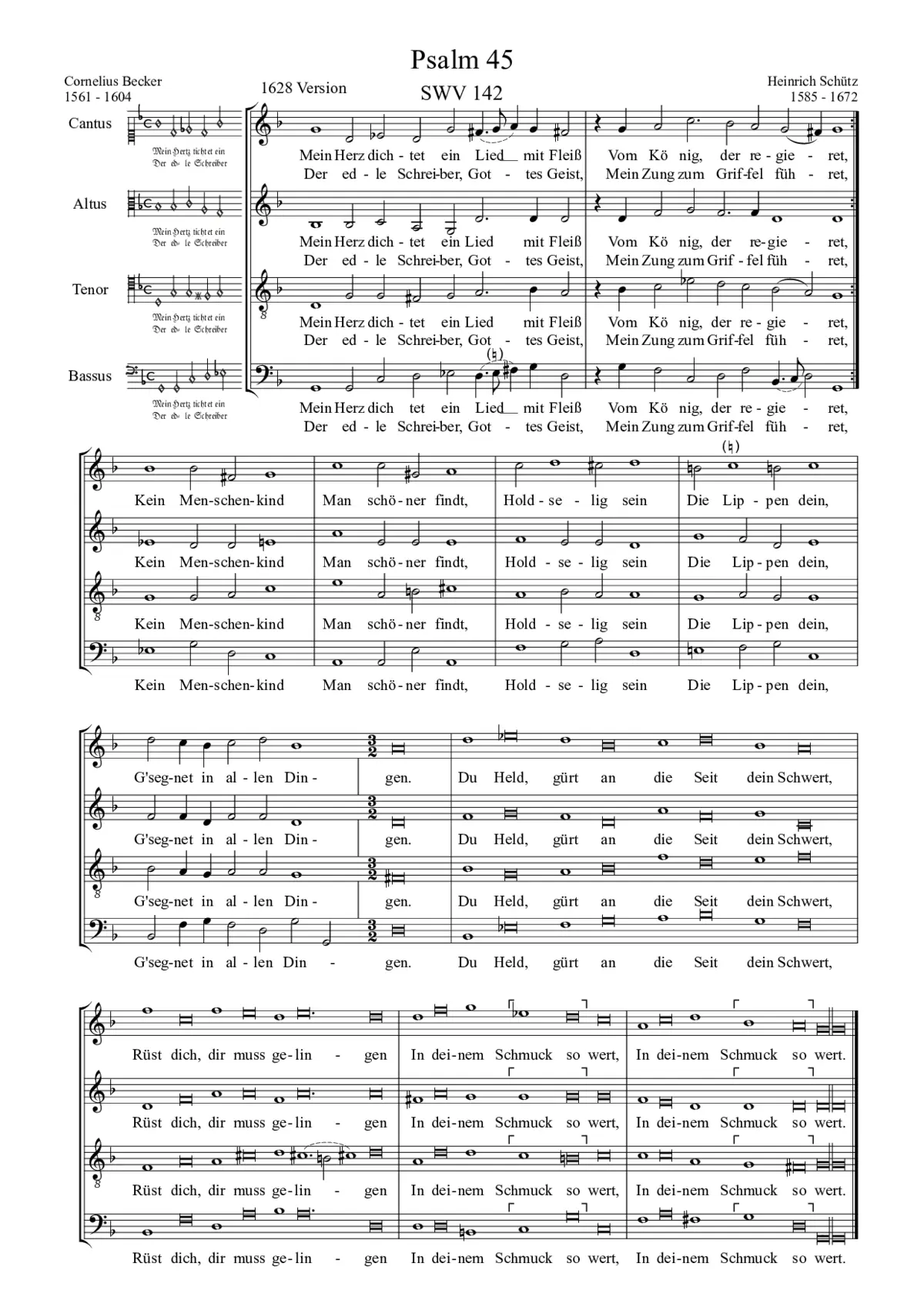 Mein Herz dichtet ein Lied mit Fleiss, SWV 142 - Page 1