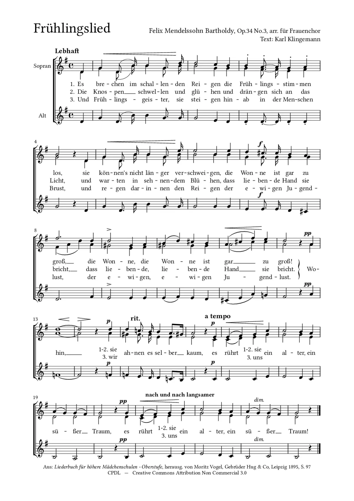 Frühlingslied, Op. 34, No. 3 - Page 1