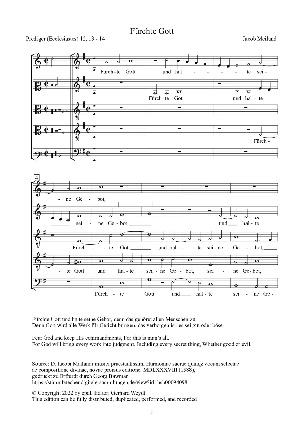 Fürchte Gott und halte seine Gebot - Page 1