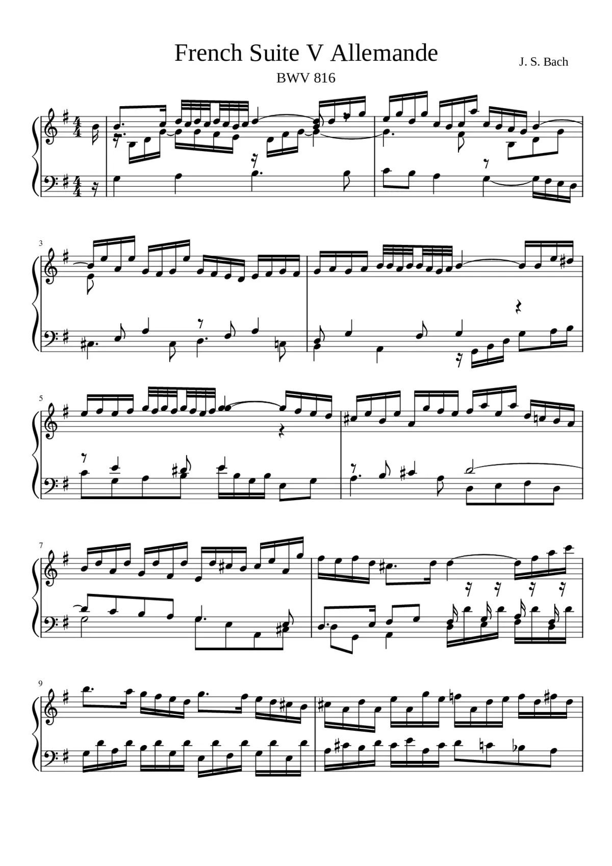 French Suite No.5 in G major BWV 816 - Page 1
