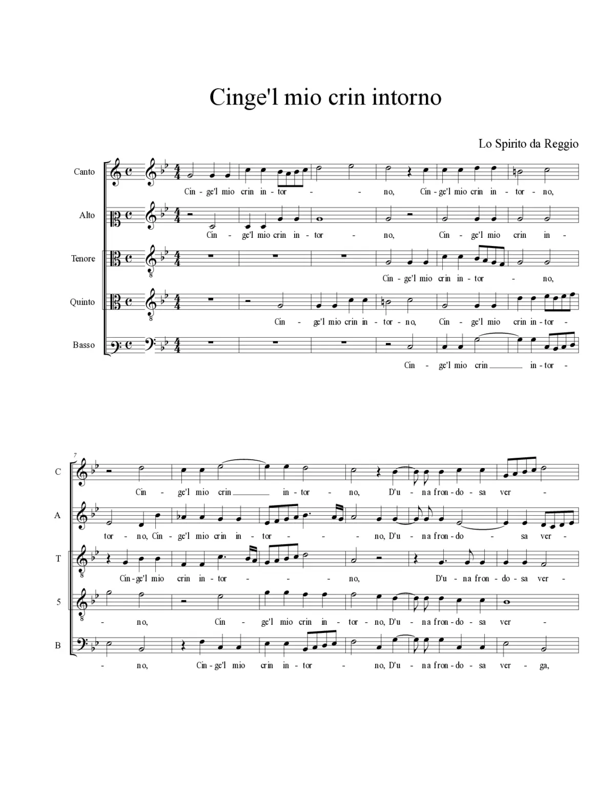 Cinge'l mio crin intorno - Page 1