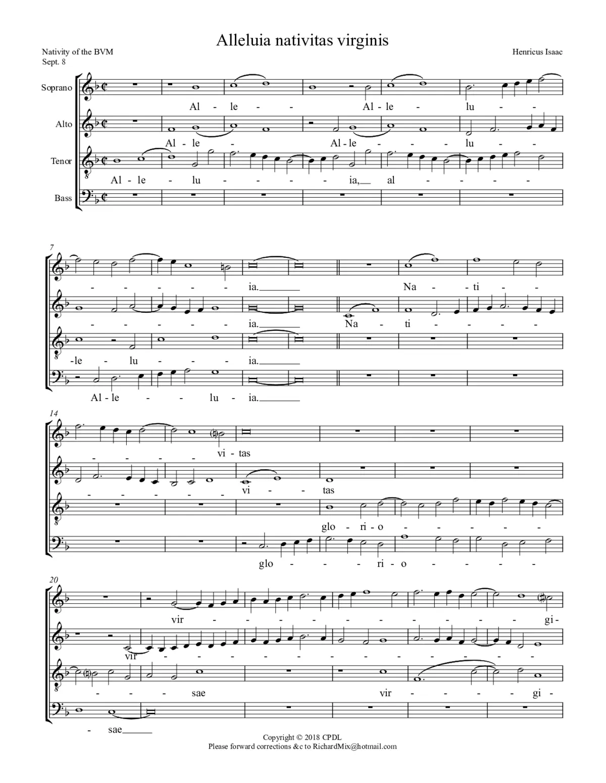Alleluia Nativitatis gloriosae - Page 1
