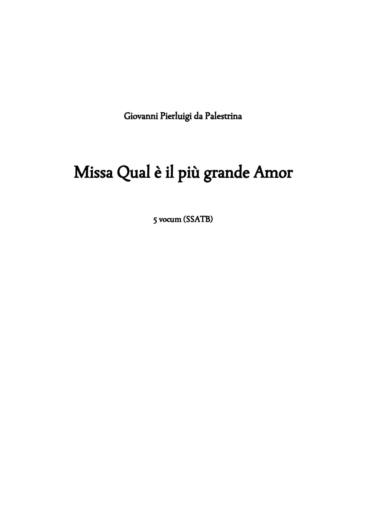 Missa Qual è il più grande Amor - Page 1