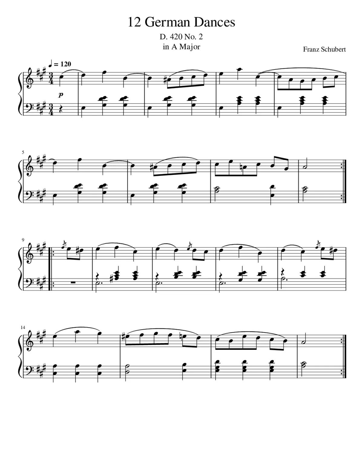 12 German Dances D.420 - Page 1