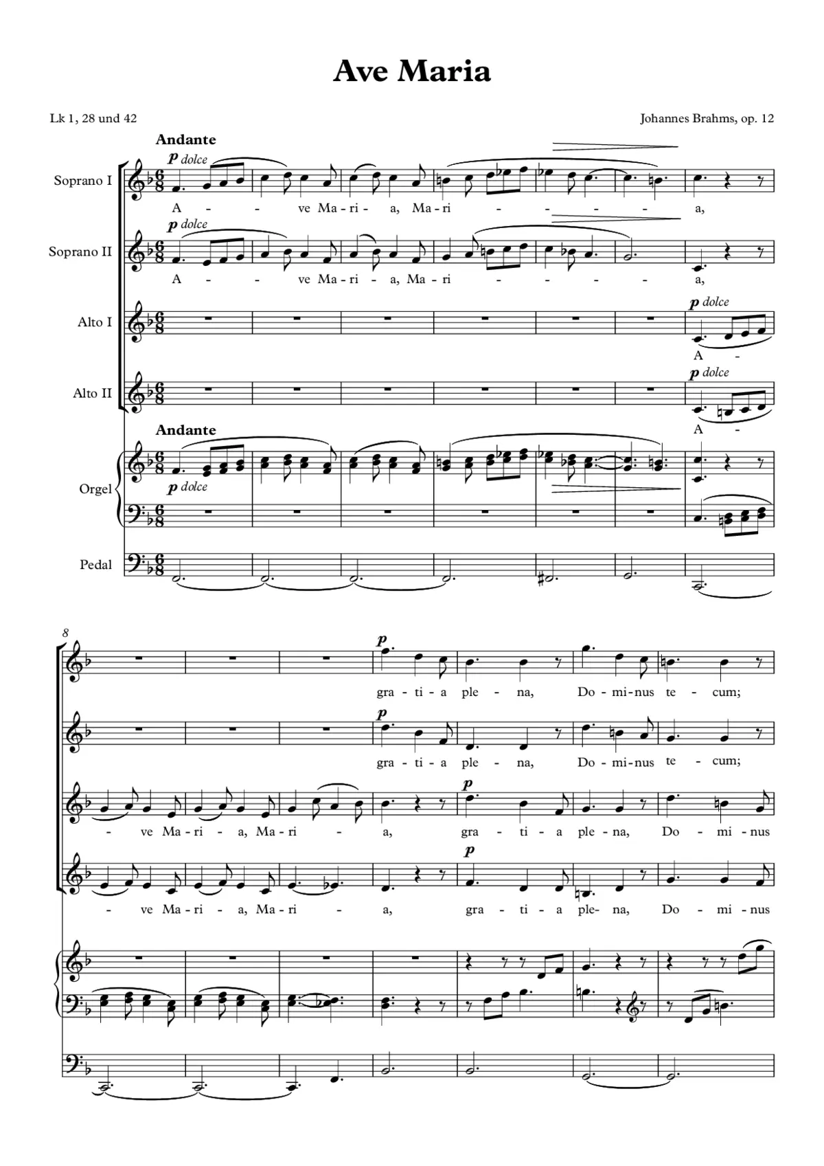 Ave Maria, Op. 12 - Page 1