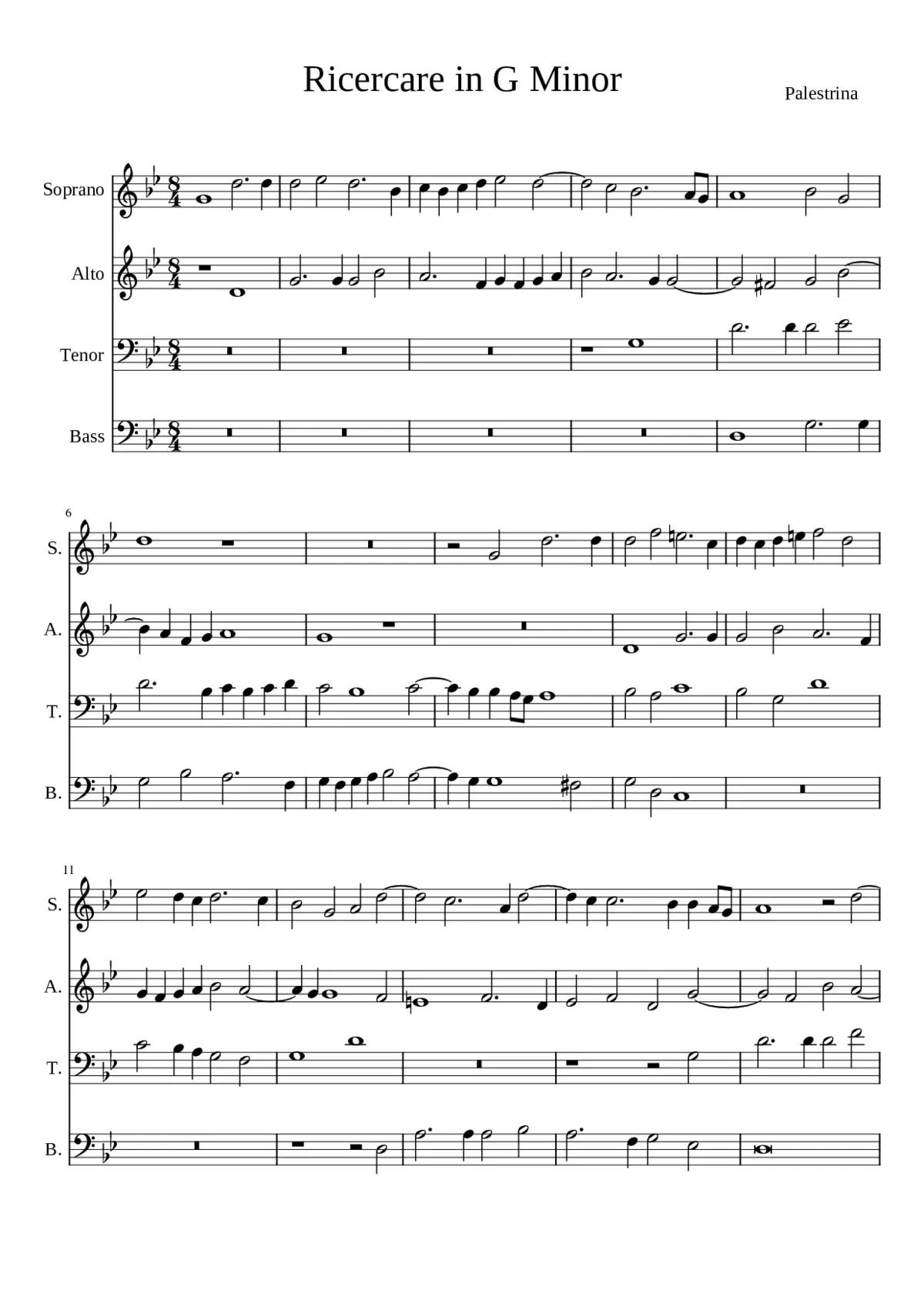 Palestrina: Ricercare in G minor - Page 1