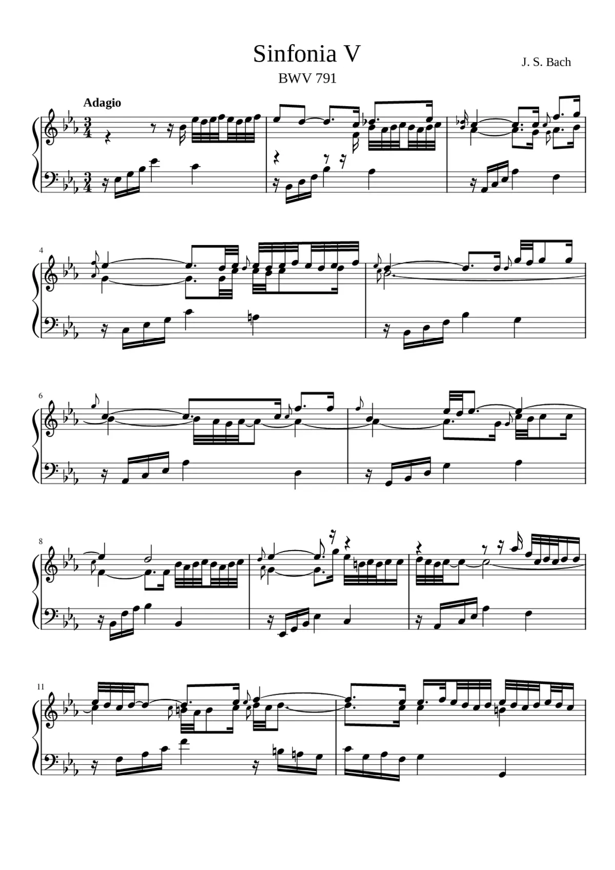 Sinfonia in E-flat major BWV 791 - Page 1