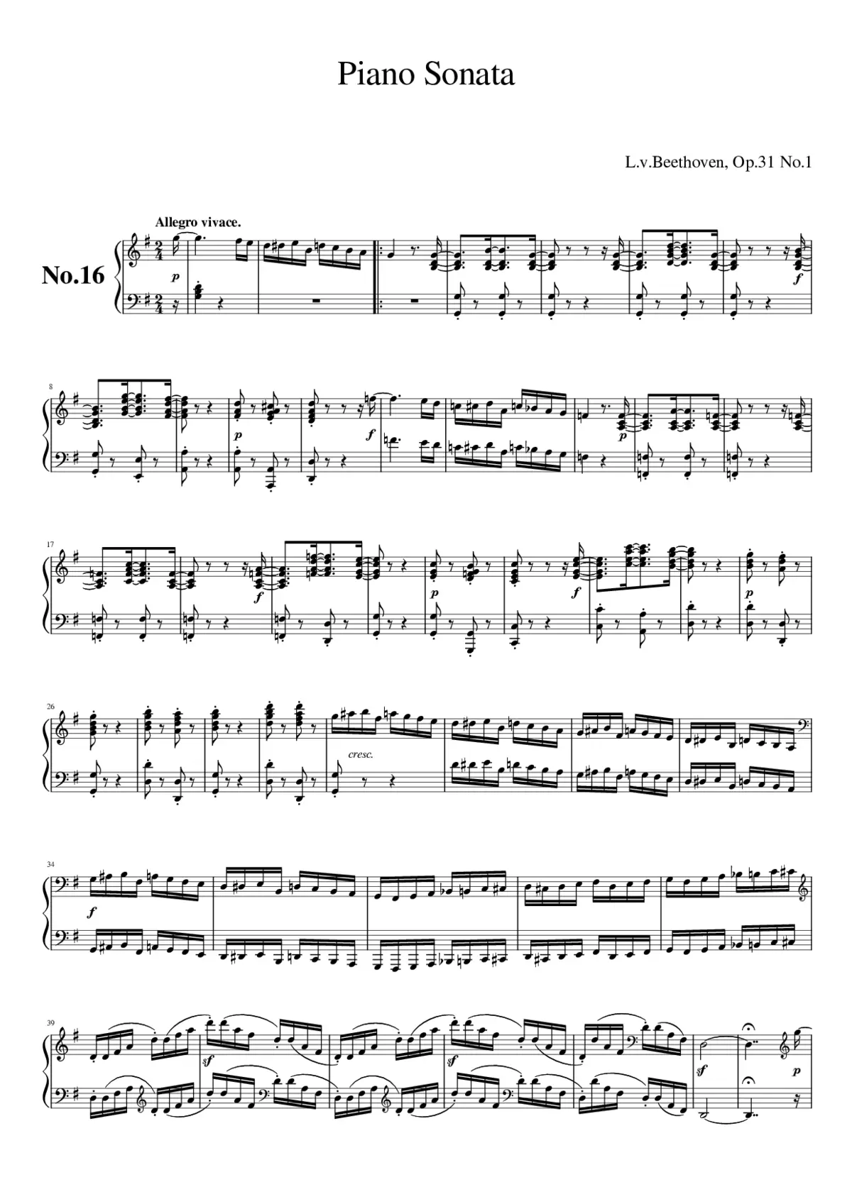 Piano Sonata No.16 Op.31 No.1 - Page 1