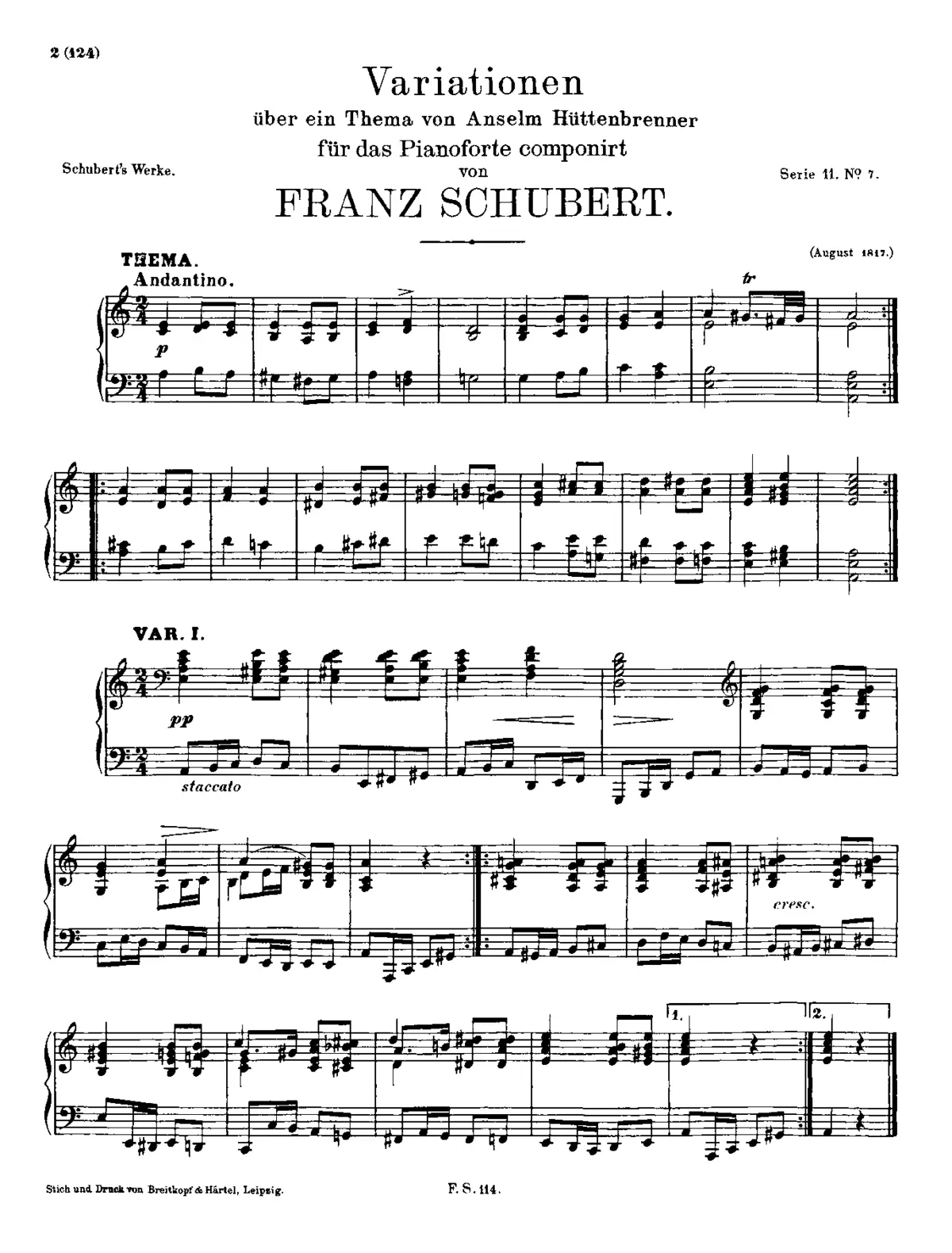 13 Variations on a Theme of A. Hüttenbrenner - Page 1