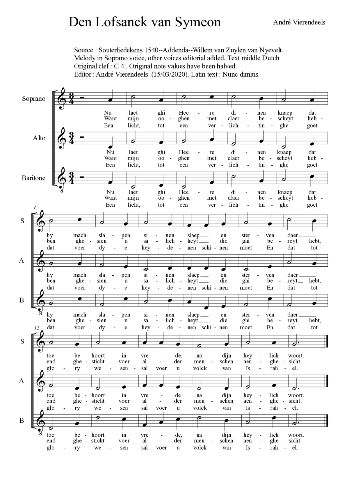 Den lofsanck van Symeon - Page 1