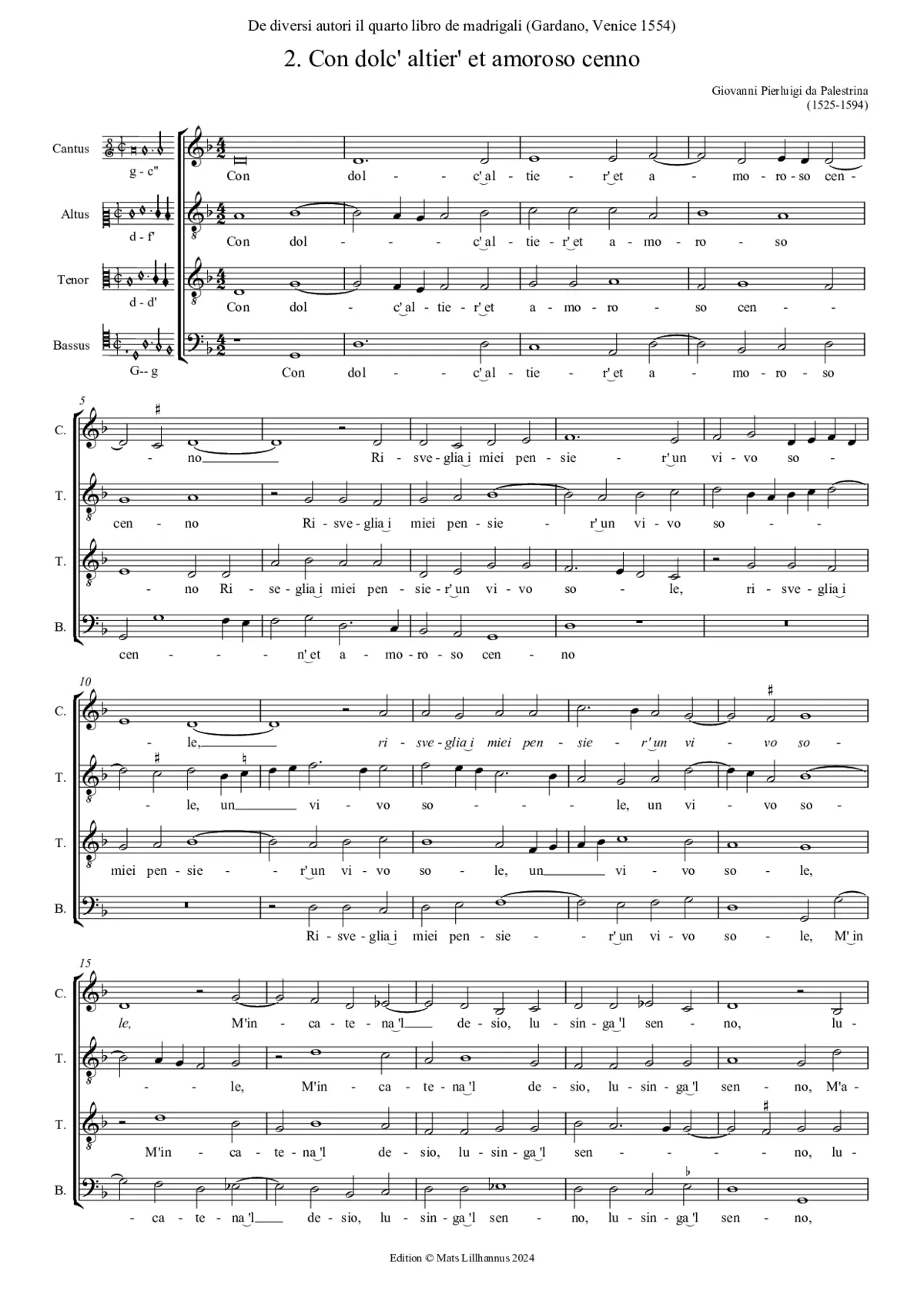 Con dolce, altiero et amoroso cenno - Page 1