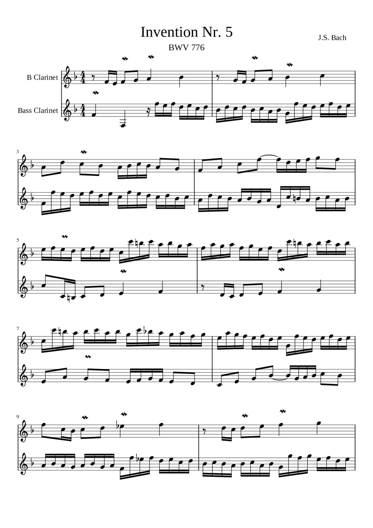 Invention in E-flat major BWV 776 - Page 1