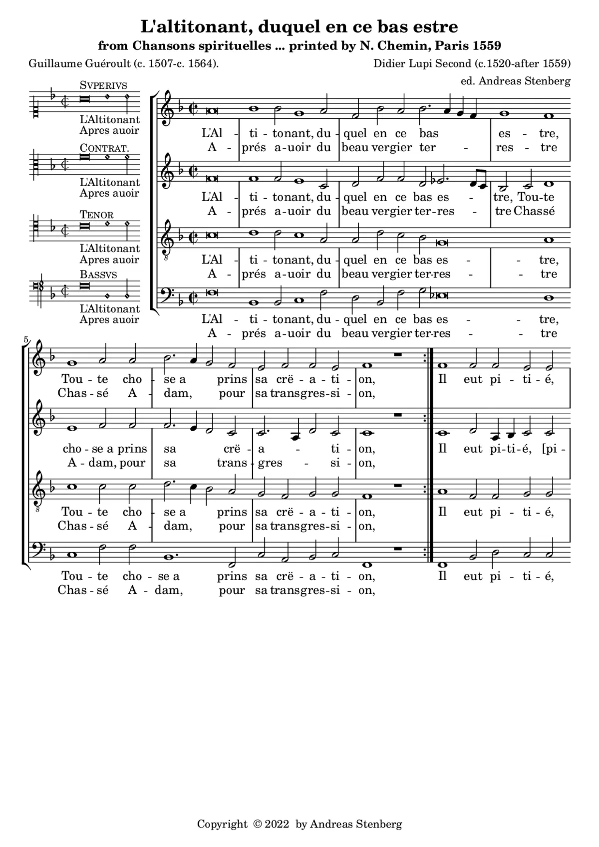 L'altitonant, duquel en ce bas estre - Page 1