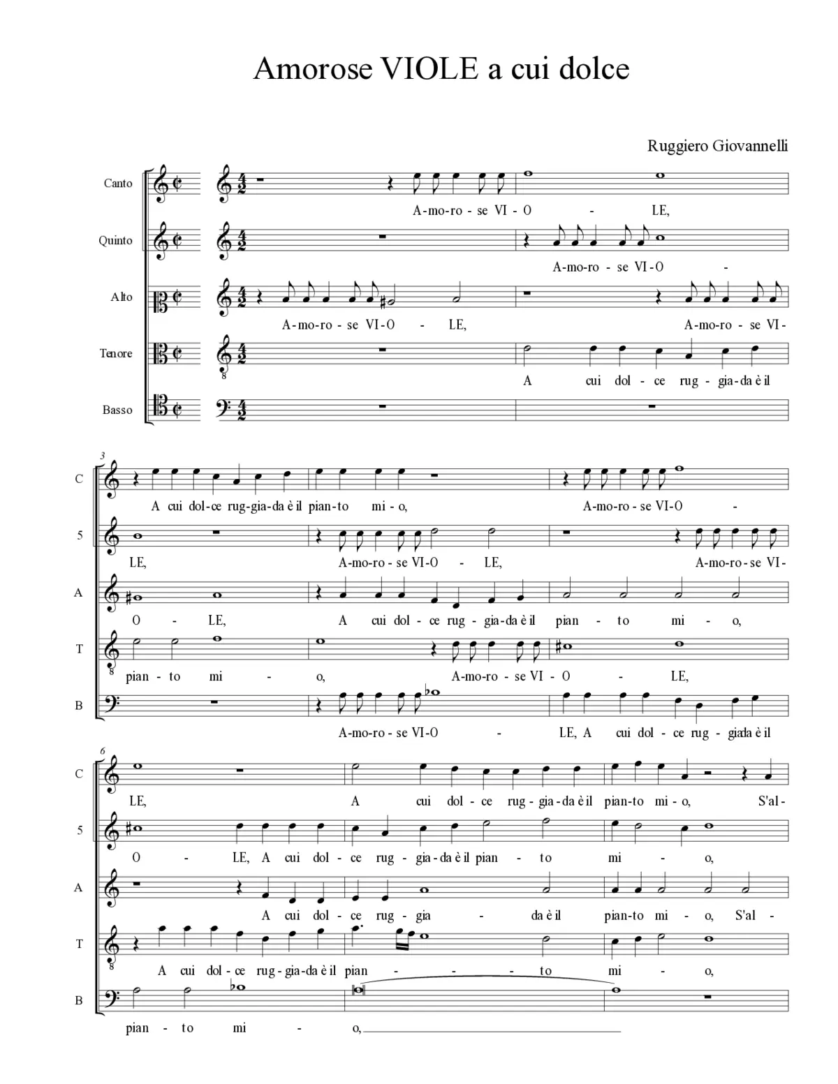 Amorose VIOLE a cui dolce - Page 1