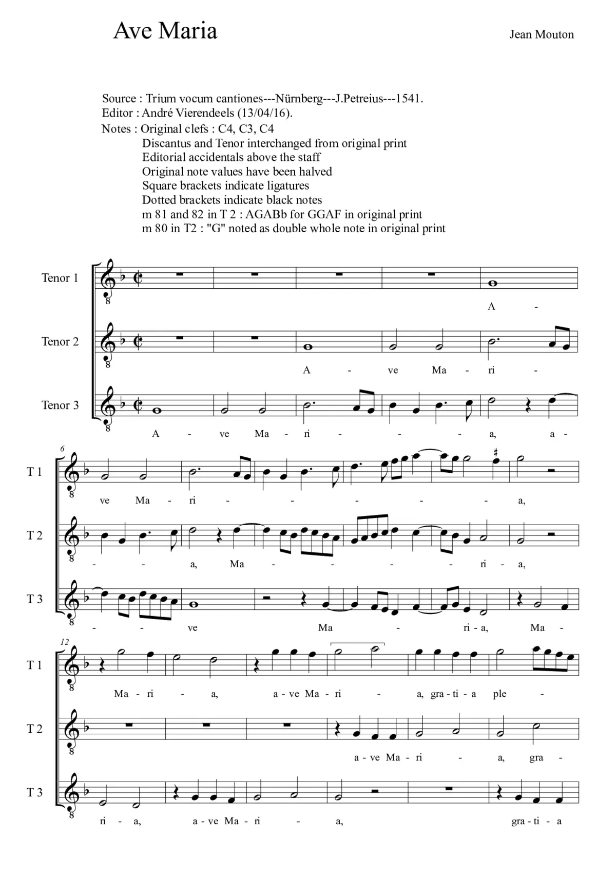 Ave Maria, gratia plena a 3 - Page 1