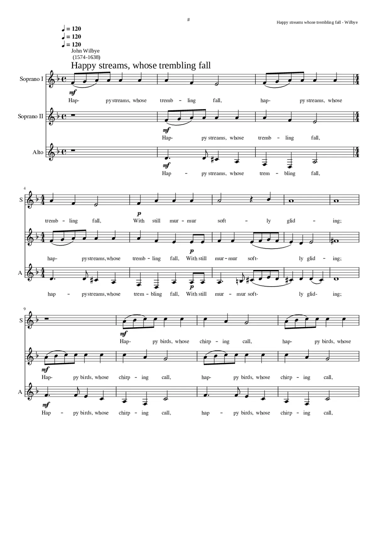 Happy streams whose trembling fall - Page 1